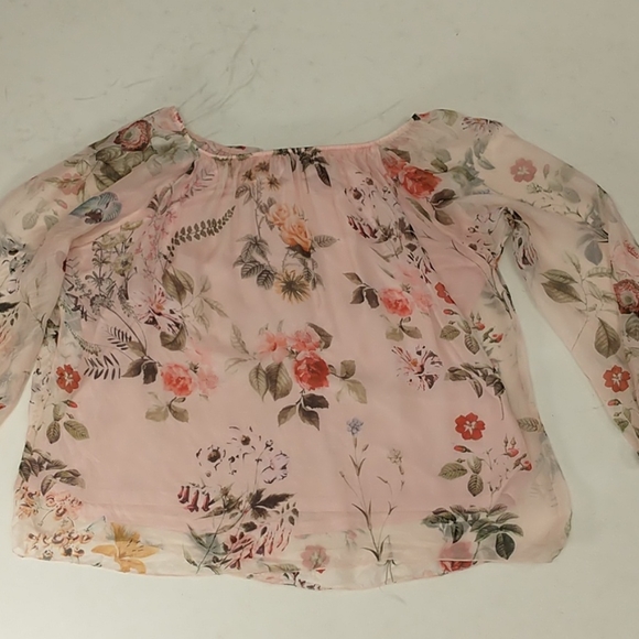 Silk Blouse Pink w Roses Off Shoulder if Desired - Picture 9 of 12
